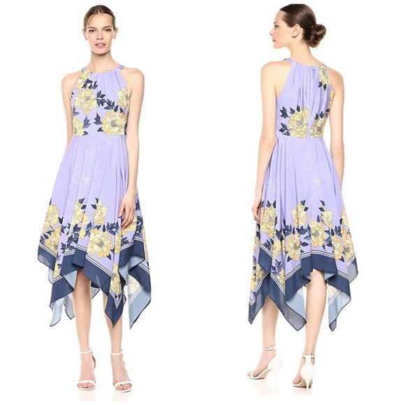 Adrianna Papell Dresses & Skirts - Adrianna Papell Floral Halter Asymmetrical Dress